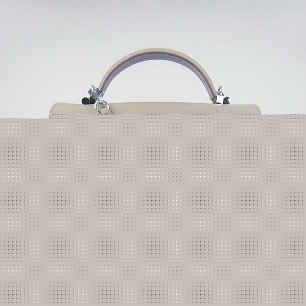 H8088 Hermes Stirrup Shoulder Bag in pelle di vitello grigio argento